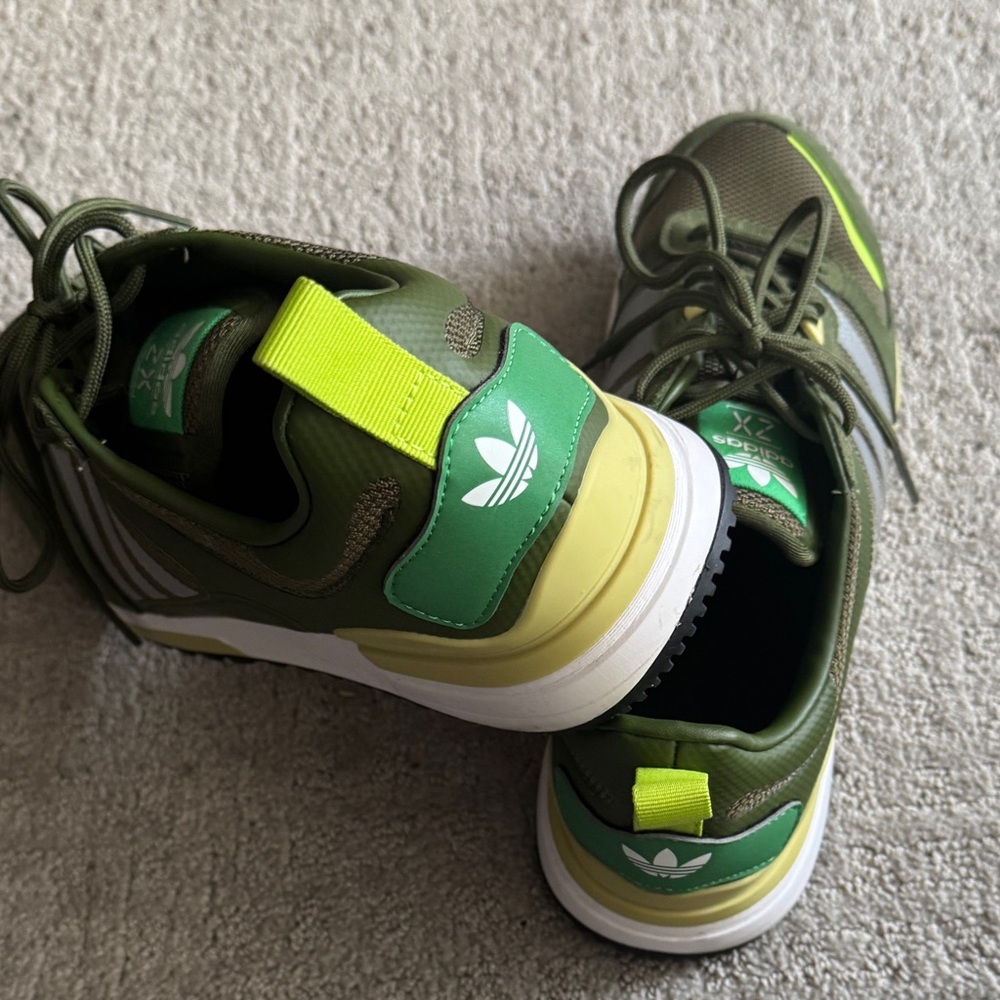 Adidas men walking shoes, Size 12, multi colors of green and worn only 3 times